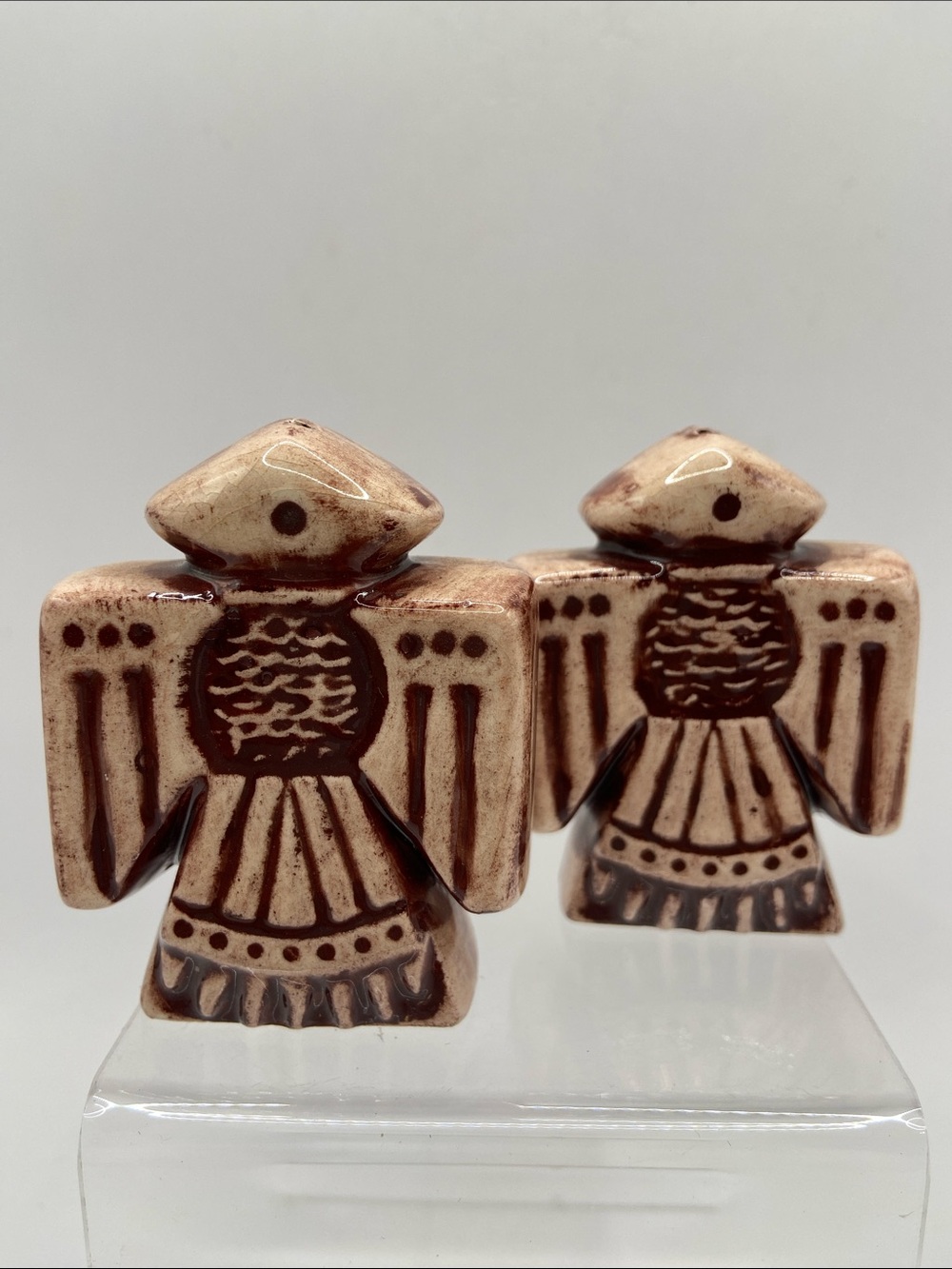 Vintage Mexican Folk Art Angel Salt & Pepper Shakers Set of 2 Collectible